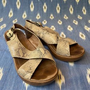 Dansko Jacinda Snake Leather Criss Cross Slingback Sandal - Size EU 36 US 6